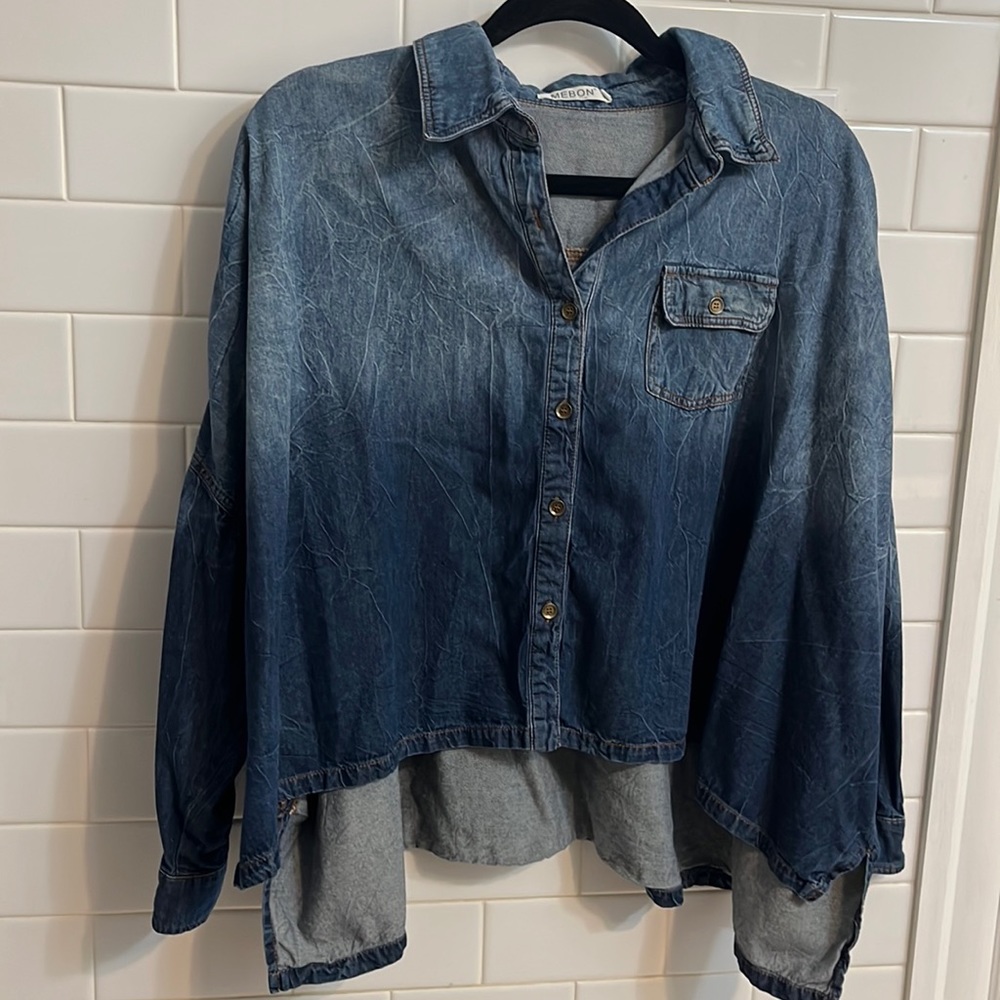 Mebon Oversized Chambray Button Up Ombré Shirt